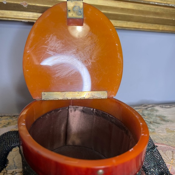 Vintage Beaded and Lucite Purse Bucket Satchel Style 1920s 1930s 1940,s - Picture 4 of 9